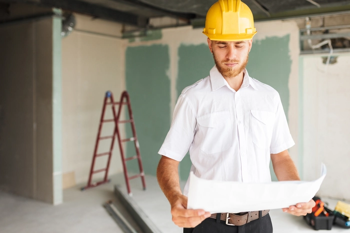 Chef de chantier en reflexion sur un chantier